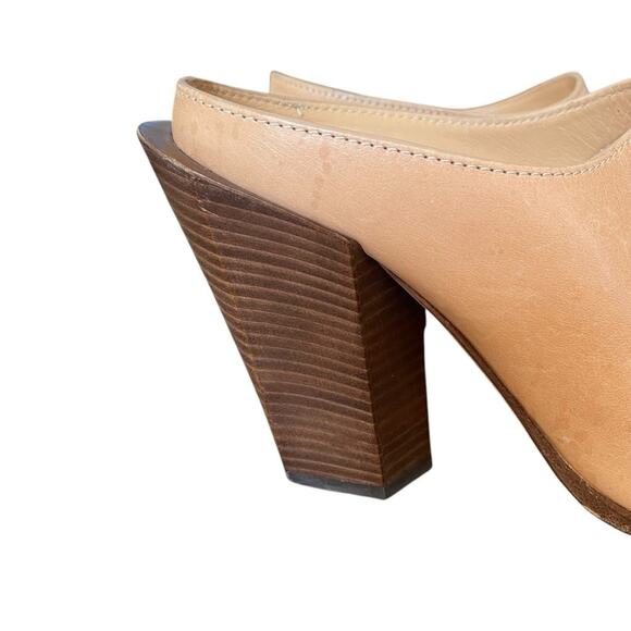 Burberry Light Almond Tan Leather Cut Out Block Heel Sandals size 37 size 7 - Picture 3 of 12